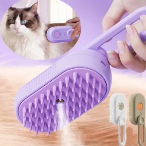 Steamy Dog Brush Electric Spray Cat Hair Brush 3 in1 Dog Steamer Brush for Massage Pet Grooming Removing Tangled and Loose Hair